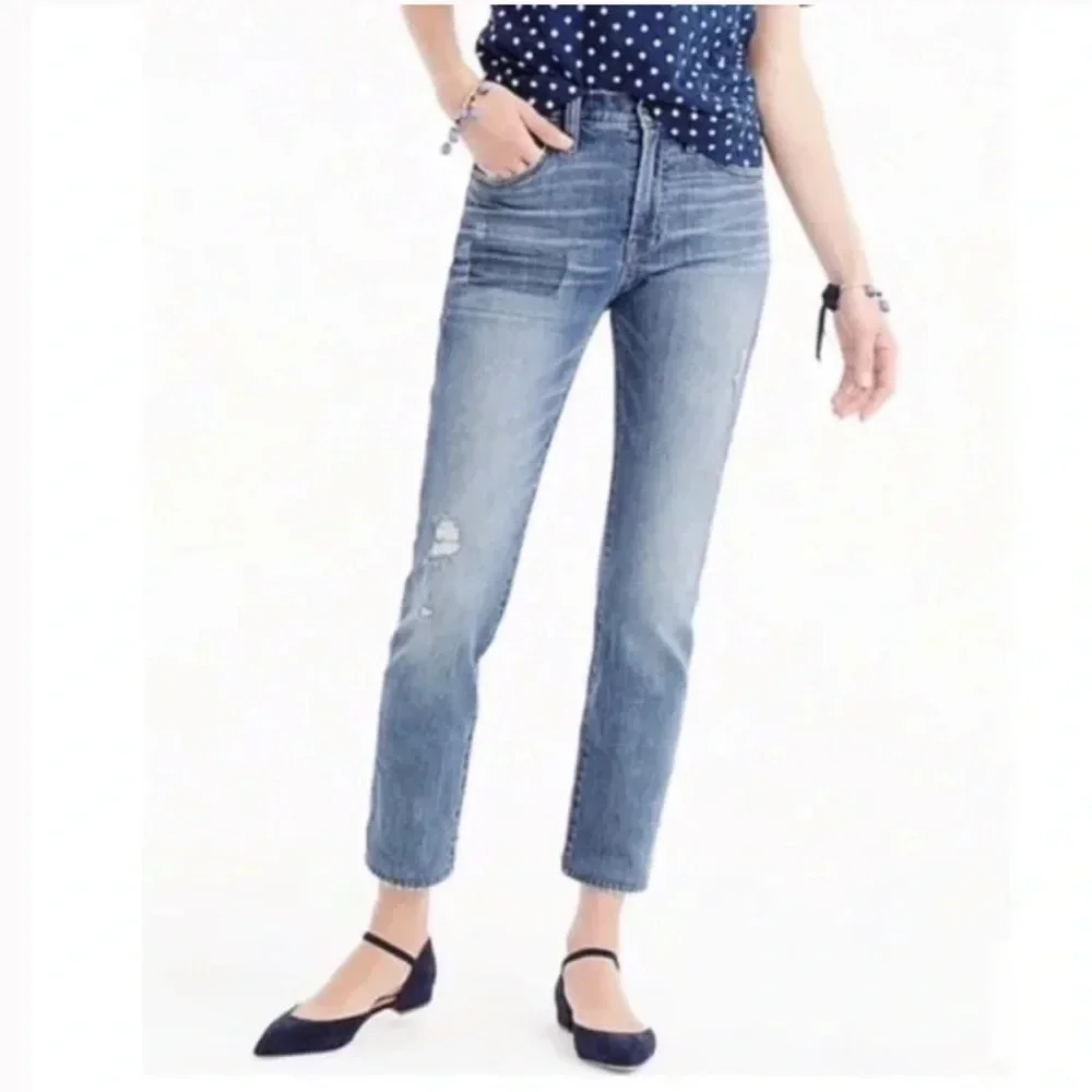 J. Crew High Rise Distressed Vintage Cropped Jeans Size 29
